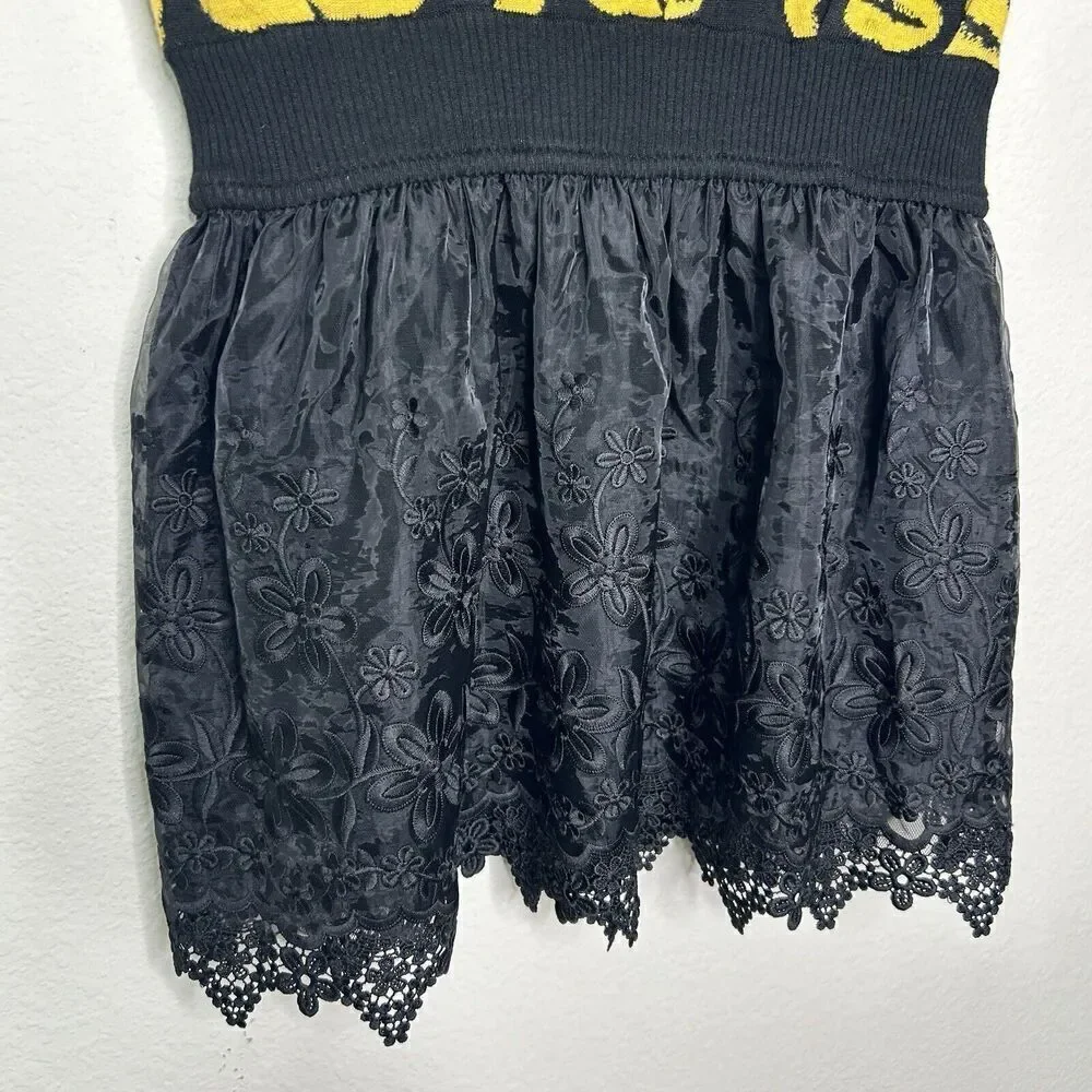 Fanshy Luen Colorful Lips Lace Tulle Skirt Elastic Waist Sweater Tunic 11